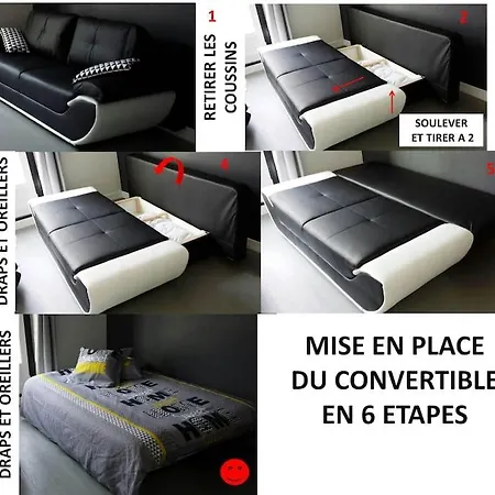 T2 Centre-Ville, Appart Avec Balcon Plein Sud, 1 Chambre, 2 Pers, Climatisation, Wifi, Parking Libre Et Gratuit Апартаменты