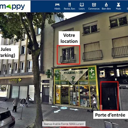 Апартаменты T2 Centre-Ville, Appart Avec Balcon Plein Sud, 1 Chambre, 2 Pers, Climatisation, Wifi, Parking Libre Et Gratuit Лорьян